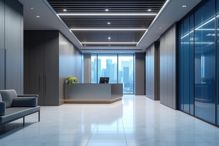 商業施設改修のイメージ、モダンなオフィスエントランス